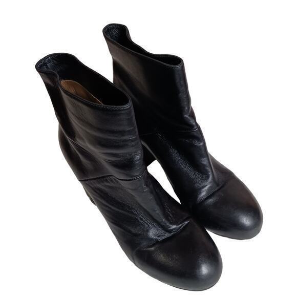 MARNI Ankle Booties Moto Biker Heeled Boots Black Soft Leather Size 38 8 - Picture 12 of 16
